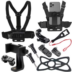 Accesorios Correa de cofre Soporte de teléfono 360 Cinturón de montaje giratorio para GoPro Hero 10 9 8 Dji Body Harness Accesorios de cámara de acción universal