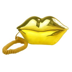 Accessoires Corded Golden Téléphone pour décor Funny Novely lèvres Téléphone Téléphone Wired Téléphone Cartoon Fonds Real Land Line Home Bureau