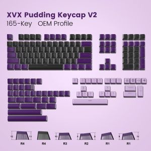 Accesorios Pudding personalizado PBT Teckcaps Double Tipo retroiluminado Capas de retroceso 165 Keys Perfil OEM para Cherry Gateron MX Switches teclados mecánicos