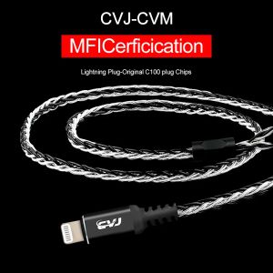 Accessoires Écouteurs HIFI Lightning MFI certifiés CVJ Câble IEMs MMCX 200 noyaux plaqué argent 2 broches connecteur 0,75 mm/0,78 mm pour KZ TRN CSN CS8