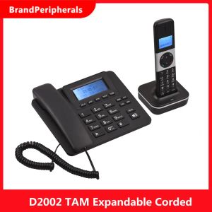 Accesorios D2002 Sistema telefónico de cable/inalámbrico expandible TAM con ID/llamadas de contestador en espera y auricular 8 idiomas para la oficina