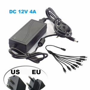 Accessoires DC 12V 4A Monitor Adaptateur d'alimentation Alimentation +1 à 8 Voie du câble de séparateur de puissance masculin à une caméra IP CCTV de surveillance