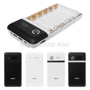 Accessoires Dual USB QC 3.0 6x 18650 Battre de banc d'alimentation de batterie avec le LED Light DC 9V 12v Chargeur pour l'iPhone Xiaomi