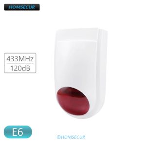 Accessoires E6 Wireless Flash Siren Outdoorrindoor Red LED Light 120dB Alarm Grand pour HomSecur 433MHz Système d'alarme 4G / 3G