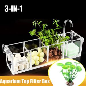 Accessoires Filtre externe pour aquarium Filtre acrylique Séparation sèche et humide 3 en 1 Petite boîte de trop-plein d'égouttement externe silencieuse pour aquarium