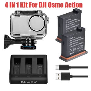 Accesorios para DJI OSMO Action Battery Lithium / Case de carcasa de protección impermeable de 3way / buceo para la alojamiento de protección DJI Action Camera Accessori