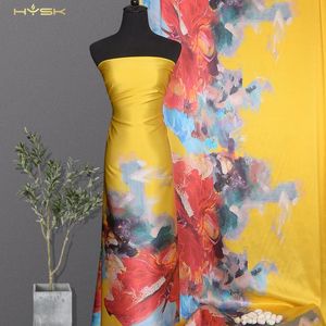 Accesorios Hysk 100%Pure Silk Satin Fabric Big Image Paint Digital Mulbery Crepe Silk Fabrica de seda para el vestido E2325