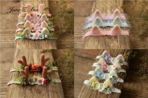 Accessoires Jane Z Ann Wool Felt Petit oreille Accessoires Accessoires Mori Deer Hair Band Flower Newborn Photography Prop