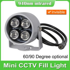 Accessoires Mini Invisible 4 Array Ir LED illuminateur 940 nm Infrarouge 60 90 degrés Vision nocturne étanche CCTV FILL LIGHT pour la caméra CCTV