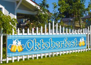 Accessoires Bannière de clôture Oktoberfest pour la décoration de fête à thème du festival allemand d'octobre Bannière suspendue avec drapeau bavarois bleu pour fourniture de fête de bière