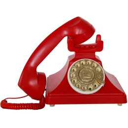 Accesorios Teléfono de marcación giratoria Teléfonos retro retro con teléfono con cable de campana de metal clásico con altavoz y identificación de llamadas para la oficina en casa