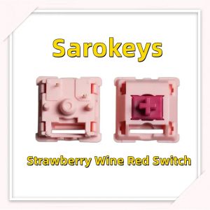 Accessoires Sarokeys Wine à la fraise commutateur rouge Commutateur hifi linéaire POM COUVERTURE Upper 21 mm Clavier mécanique de ressort étendu Diy Interrupteur 5pin