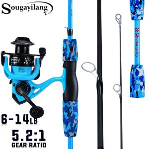 Accessoires Sougayilang Spinning Pissing Rod and Reel Combo 1,7m en fibre de carbone et 2000 séries Spinning Reel 5.2: 1 Ratio Pesca