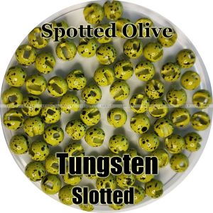 Accessoires Couleur d'olive tachetée, 100 perles de tungstène, fendu, attaché à la mouche, pêche