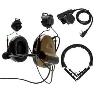 Accessoires tactical casque Airsoft Shooting Comtac 2 Military Headset Hearing Protection Hunting Headsed avec arc rail adaptateur et U94PTT