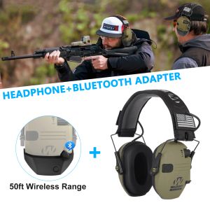 Accessoires Heads de protection de l'audience de chasse tactique avec adaptateur Bluetooth 5.1 pour le tir Protecteur d'oreille pour la gamme de canons pliable