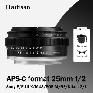 Accesorios TTartisan APSC Marco 25 mm F2.0 Micro de lente de una sola cámara Manual Focus Focus Focus para Sony E Mount A6400 Fujifilm XA XT4