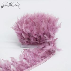 Accesorios Venta al por mayor 510 metros de cuero rosa pavo pluma adorno flecos cinta de plumas de marabú para vestido de novia/falda/decoración artesanal diy
