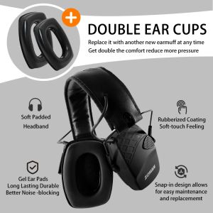 Accessoires Zohan Noise Protection Electronic Earmuff Shooting Earmuffs for Hunting Ear Muff Tactical Headset with Remplacement Gel Cupt