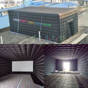 Acomode a 80 personas Carpa de fiesta de proyección inflable Carpa de cine educativo escolar con pantalla blanca para eventos