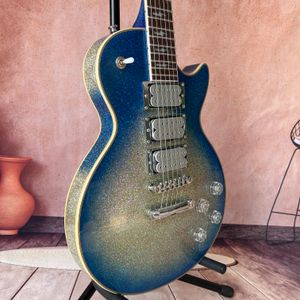 Ace Frehley Guitare de style LP Blue and Gold Burst en édition limitée avec micros HHH, corps en acajou, touche en palissandre