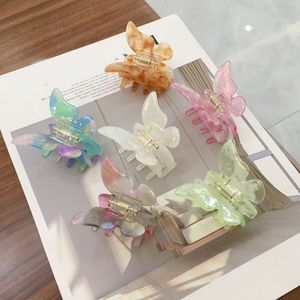 Acetate Acid Resin Hair Clip Sweet Butterfly Hairpin Small Hair Claw Clamp Gradient Tie-Dye DIY Tools Vintage Barrettes