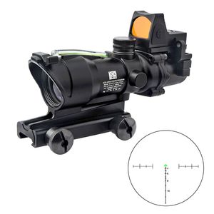 Tactique ACOG 4x32 Fiber Source portée vert optique éclairée Chevron verre gravé réticule avec RMR point rouge vue