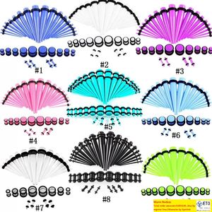 Kits d'étirement de cône et de bouchon de jauge d'oreille en acrylique couleur mélangée Tunnels de chair d'oreille Expansion corps Piercing bijoux cadeau