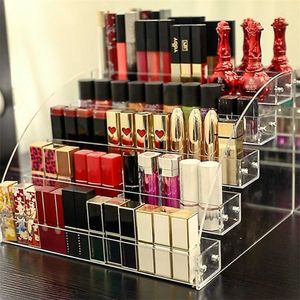 Organizador de exhibición de esmalte de uñas de acrílico 2-3-4-5-6-7 Capa Manicura Cosméticos Soporte de exhibición de joyería Caja de maquillaje de acrílico transparente 211110