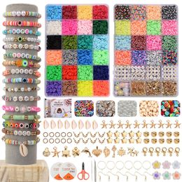 Lucite de plástico acrílico 10000pcs/caja Beads de pulsera de arcilla de 6 mm para joyas para hacer joyas Polimador redondo plano Clay Heishi Beads Diy Accesorios hechos a mano 230814