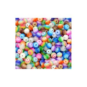 Plástico acrílico Lucite 500 unids / lote 6 mm / 8 mm Color de mezcla Rayas Redondas Cuentas espaciadoras de resina para collar grueso Pulsera Diy Entrega de gota Dhjkl