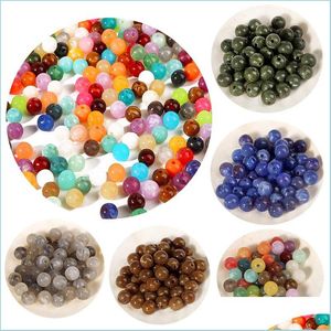 Plástico acrílico Lucite 8Mm 50 Unids / set Cuentas Espaciadoras de Acrílico Ojo de Gato Suelto Redondo Para Fabricación de Joyas Diy Pulsera Collar Accesorios Dhbn6