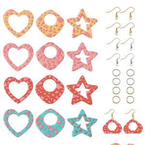 Acrylique Plastique Lucite Pandahall Bricolage Dangle Boucles D'oreilles Faisant Ensemble Avec Étoile Coeur Pendentif Charmes Boucle D'oreille Crochets Anneaux Pour Bijoux Sup Dhgsk