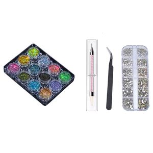 Polvos acrílicos Líquidos Nail Art s Stones And Pick Up Tweezer Pen con pigmento en polvo Set escence Spangle 230712