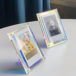 Acrílico fuerte Magnético de doble cara de 3 pulgadas Polaroid Frame Transparente Pantalla promocional Papel de etiqueta