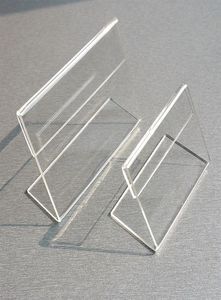 Acrylique T1 3 mm Clear Plastic Table étiquette étiquette Affichage de la carte Promotion Promotion Small Lage Stands 50pcs300S6429931