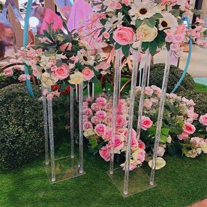 Mesa de jarrón acrílico Tall Wedding Road Decoración de plomo Aisle Flower Frame Stand de 100 cm Centros de mesa Ocean Express Truck Oljst