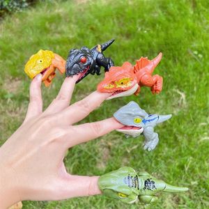 Figuras de juguete de acción 10 piezas 20 piezas dedo dinosaurio Tricky Tyrannosaurus modelo morder mano Fidget Dino para niños articulaciones móviles regalo 230615