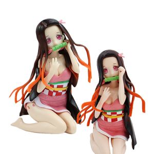 Action Toy Figures 12CM Anime Demon Slayer Figure Kamado Nezuko Sexy Agenouillé Pose Modèle Poupée PVC Statique Décoration Collection Cadeau Jouets 230608