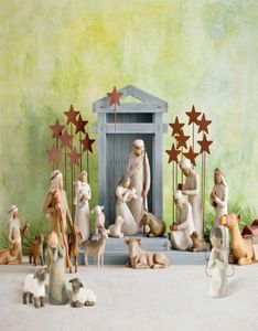 Action Toy Figures 20 PCSset Nativité Ensemble gravé à la main Poupée à la main Art Nativité Collection Décoration de statues décoratives HO9414415
