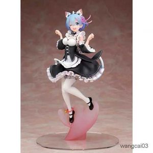 Action Toy Figures 21cm Maid Blue Hair Cat Orets Cute Girl Jirt Anime Girl Girl Figure Action Adulte Collectable Modèle Poupée