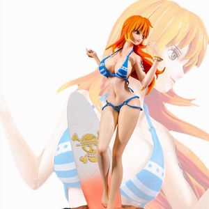 Figuras de juguete de acción 33 cm Anime One Piece Nami Figura Moda Sexy Beach Surf Traje de baño Chica Figura de acción PVC Modelo Colección Estatua Muñeca Regalo Juguete T230105