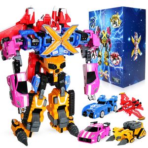 Action Toy Figures 4pcsset Mini Force Transformation Robot Jouets Figurines MiniForce X Simulation Voiture Avion Déformation Mini Agent Jouet 230908