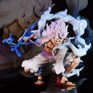 Figurines d'action Hot One Piece Anime Figure Luffy Gear 5 Sun God Nikka Lightning Scene PVC Figurines Modèle Statue Collection Modèle Jouets