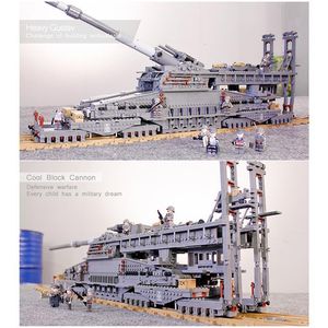 Figuras de juguete de acción KAZI 10005 German Gustav Heavy Dora Building Blocks Military Railway Gun Model Tank Bricks Regalos para Children38 Pcs 230721
