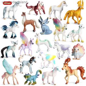 Figuras de juguete de acción Oenux Original genuino cuento de hadas caballo volador simulación Animal elfos míticos Elf Pegasus figuras de acción modelo PVC lindo juguete para niños