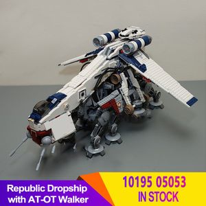 Figuras de juguete de acción República Dropship con AT OT Walker bloques de construcción compatibles 05053 10195 transporte barco juguetes regalos 230721