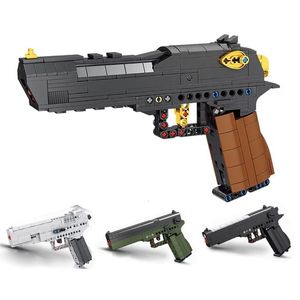 Figuras de juguete de acción Segunda Guerra Mundial EE. UU. Famosa serie de pistolas Desert Eagle MOC Building Block 92 eable Bullet Regalo de cumpleaños para niños 230724