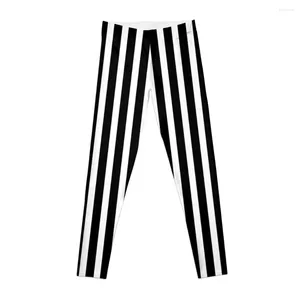 Pantalon actif noir blanc grandes rayures verticales Leggings Legging Sport évasé femme