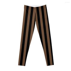 Pantalon actif café marron et noir rayures verticales Leggings sport femme Legging soulève BuSportswear
